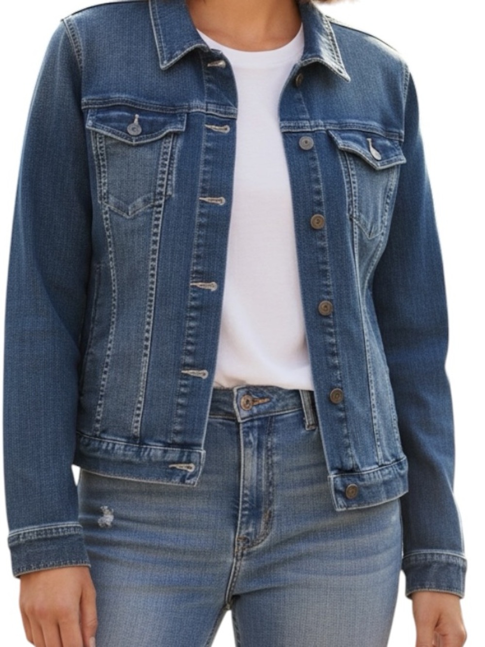 Vince Camuto Denim Jean Jacket XL Medium Wash Trucker Style 9099500